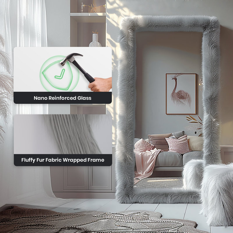 Miroir de plancher Bohde, 63 po x 24 po, Gris