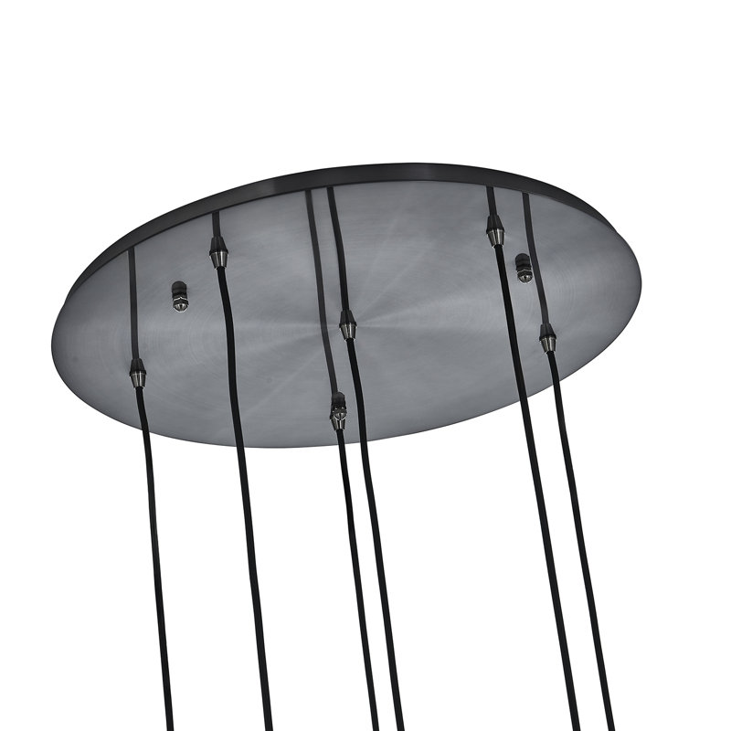 Lustre 6 lumières (40 watts) en nickel noir Pallina, Six lumières, Noir satiné / nickel, H 7,5 po x l 24 po x P 24 po