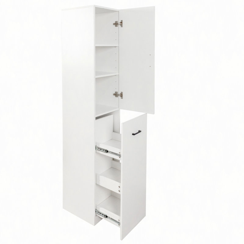 Armoire de cuisine, armoire haute, armoire autoportante avec 1 porte et 3 tablettes de rangement coulissantes multi-fonctionnelles pour la cuisine, la salle à manger et le salon