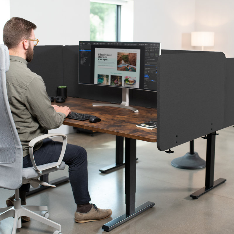 Dark Gray 60" x 24" Acoustic Desktop Privacy Panel