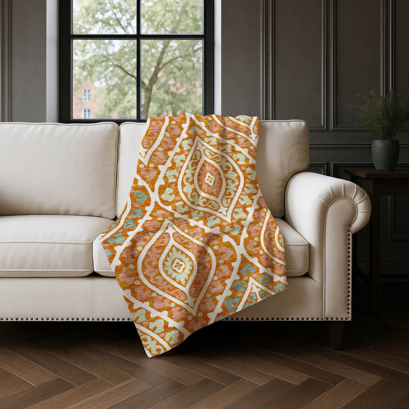 Jeté en laine Sherpa ASB761 Addison, Orange