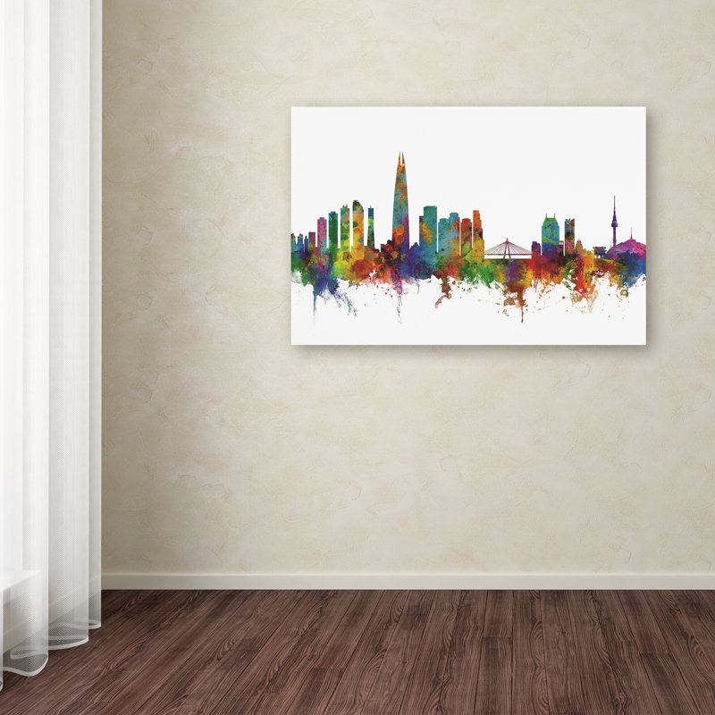 « séoul horizon south korea ii », reproduction d’impression sur toile, H 12 po x l 19 po x P 2 po