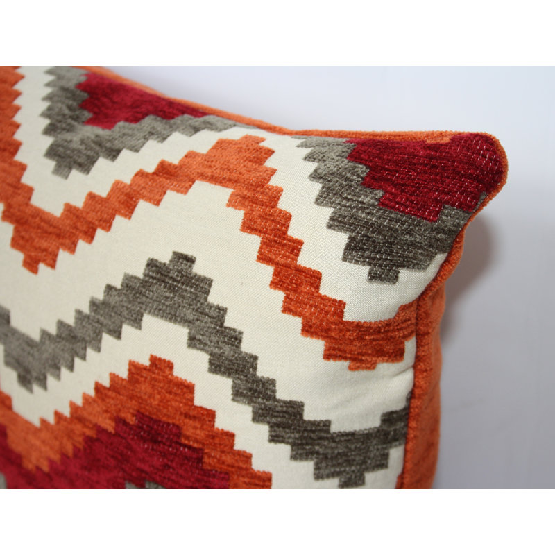 Lori Chevron Square Cushion, 49 x 49cm, Burnt Orange/Red
