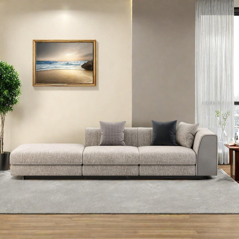 Chaise modulaire en bois massif, Blanc cassé, Orienté à droite