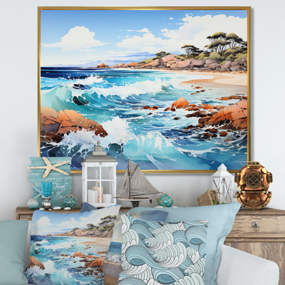 «Blue Beach Waves Fusion IV» - Art mural sur toile nautique et plage
