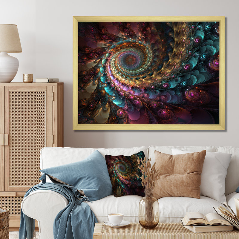 «Dark Rainbow», fractale en spirale sur toile, Cadre doré à une seule photo, H 24 po x l 32 po x P 1 po