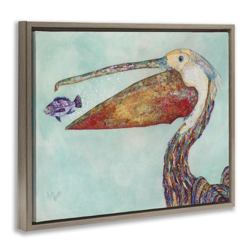 Art mural sur toile flottant Pelican, H 31 po x l 25 po, Cadre flottant orme Montalcino