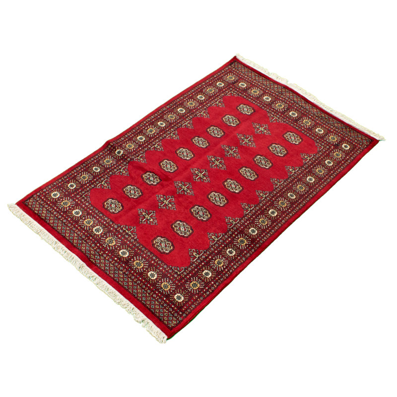 Tapis de bois one-of-kind à la main-noué la 2010 bokhara bleu/rouge 4 pi 1 po x 6 pi zone en laine Fernhurst