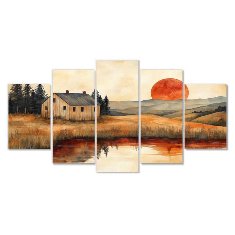 Ensemble de salon art mural orange et noir