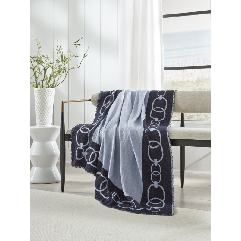 Eterna Hand Woven Throw Blanket, Navy