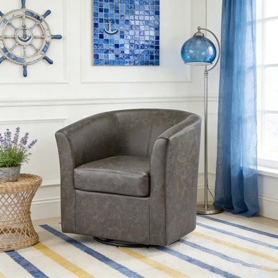Fauteuil demi-tonneau pivotant en similicuir