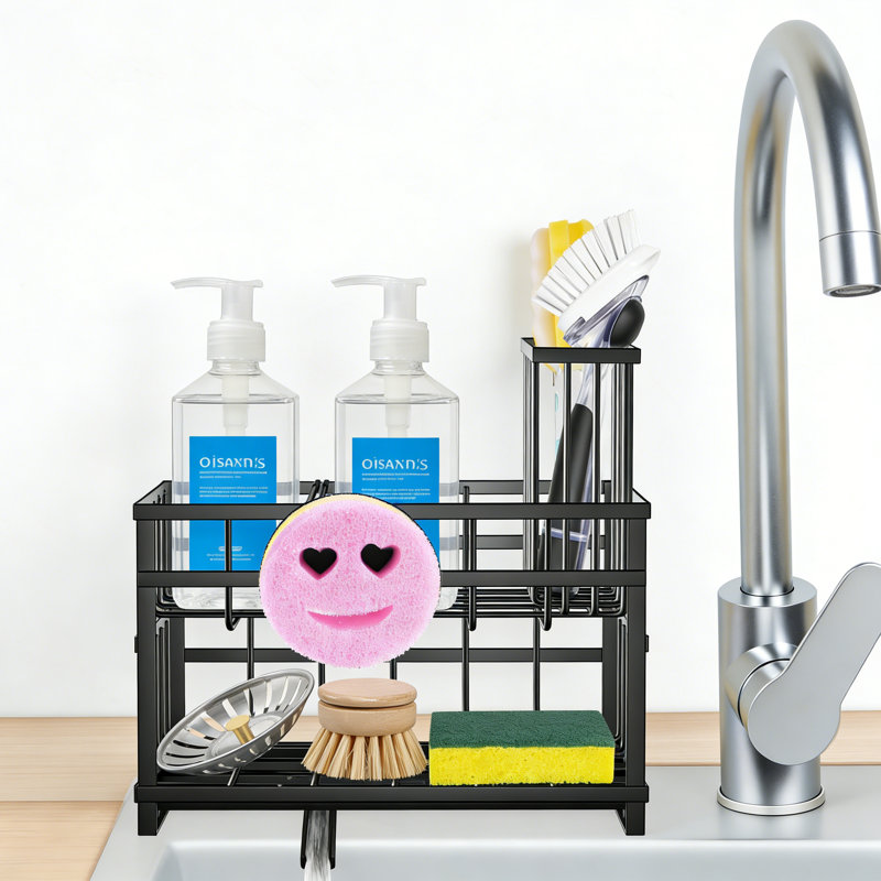 2-Tier Stainless Steel Sponge Holder With Automatic Drainage Rustproof
