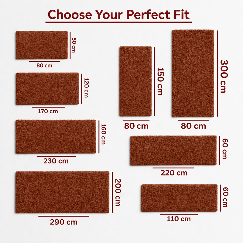 Aspire Homeware Rust Shaggy Area Rug Soft Plush Indoor Carpet, Runner 60cm Width X 220cm Length