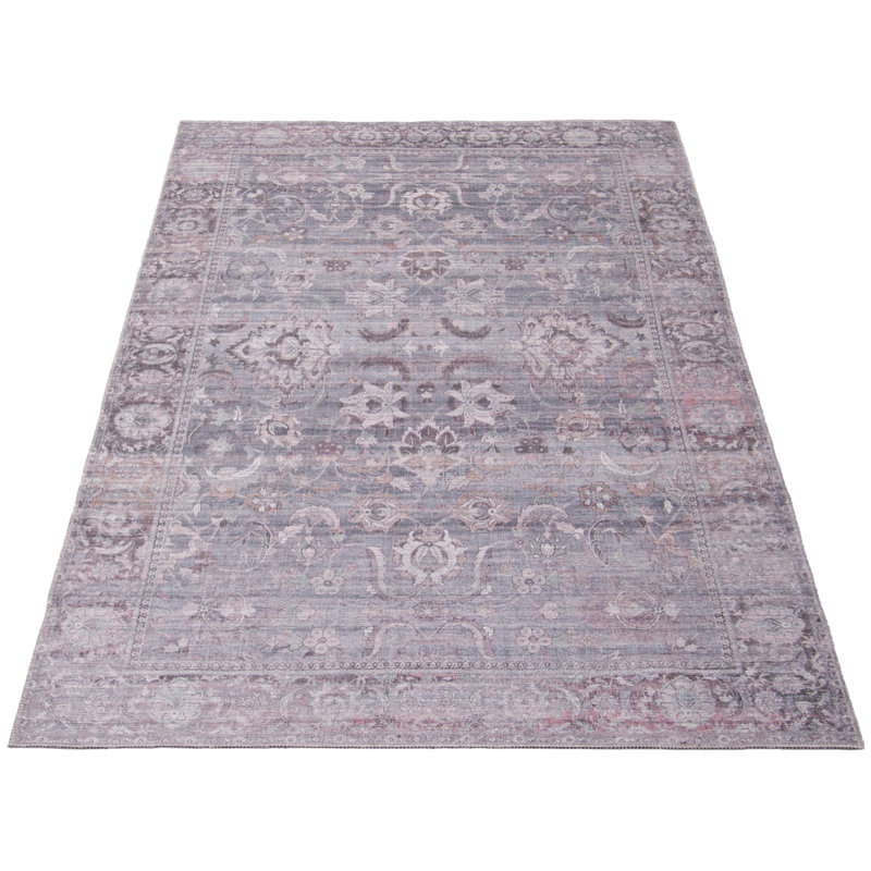 Tapis oriental gris tissé à plat Hershley, Rectangle 7 pi 8 po x 10 pi