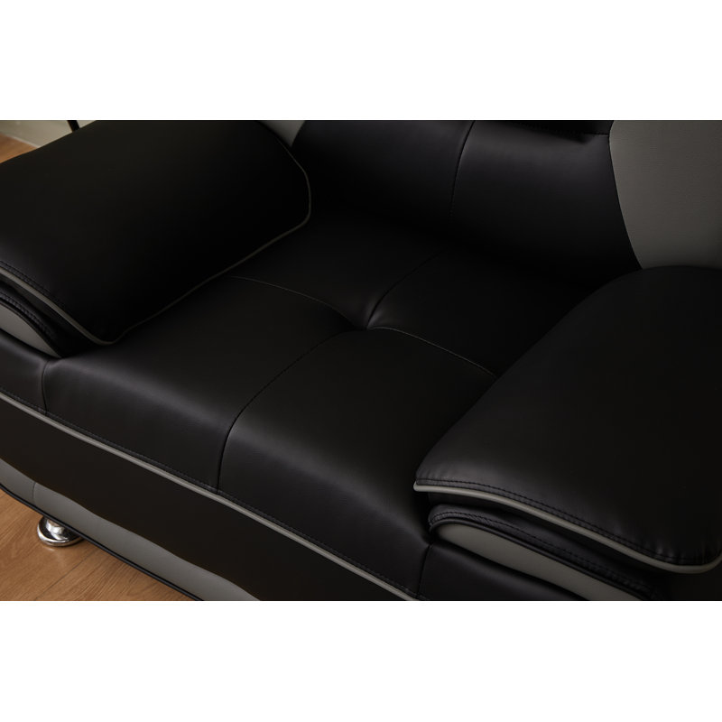 Chaise de salon Ehan, Similicuir gris / noir