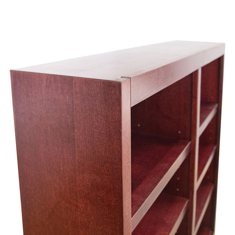 Backacre Double Wide Wood Bookcase, 8 Bookshelf,  48 inch Tall Storage and Display Bookshelf for Home Office and Living Room