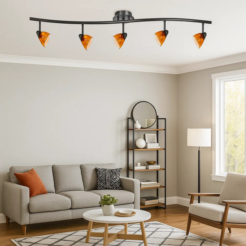 Ensemble de rail d'éclairage 5 lumières 48,38 ", Noir