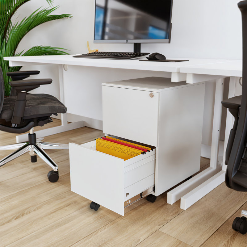 Ceha 2-Drawer Mobile File Cabinet with Lock, White