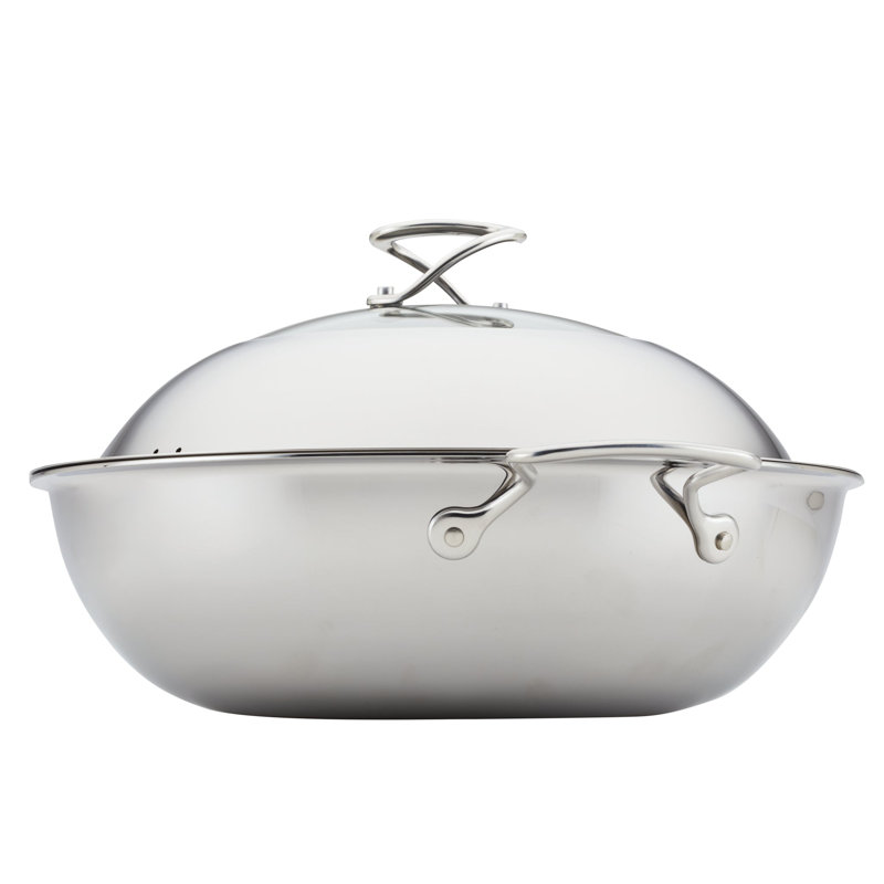 Circulon 14-Inch Stainless Steel Wok with Glass Lid