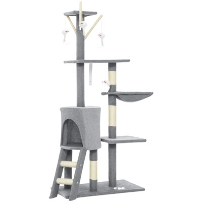 134?cm Multi-Level Cat Tower Indoor Activity Centre with Condo, Basket, Ladder & Sisal Scratching Posts
