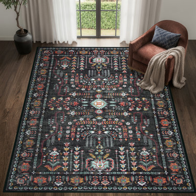 Kaldi Washable Area Rugs for Living Room Vintage Living Room Rug for Bedroom Traditional Low-Pile Carpet