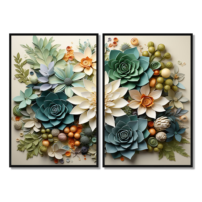 Plantes vertes succulentes sereines VI - Fleurs murales succulentes, Noir, H 36 po x l 48 po, Impression encadrée flottante