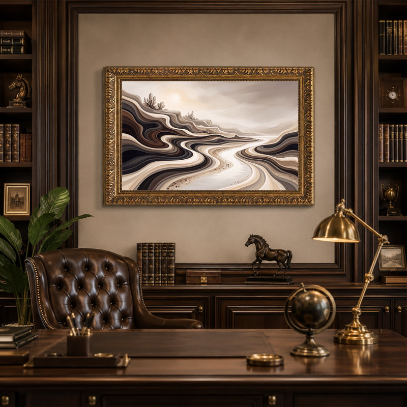 Art mural sur toile Stylized Earth Toned Hills with Crystals, H 24 po x l 36 po