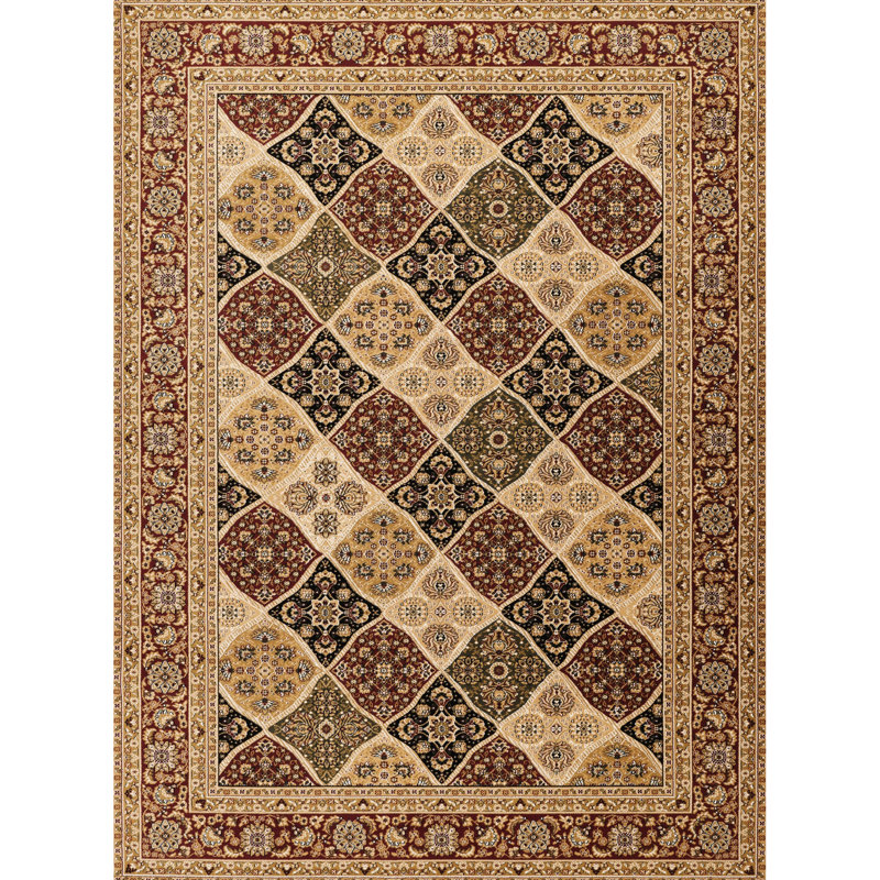 Red 24 In. X 36 Machine-Made Polypropylene Area Rug In Casual Traditional Luxury Style, 0.47 Pile, & Pet Safe