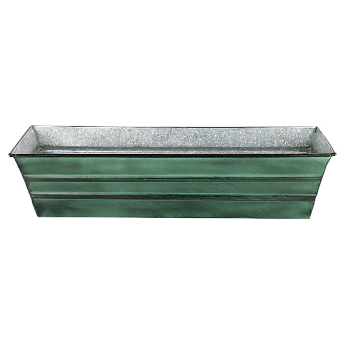 Cohen Metal Window Box Planter, Small, Green