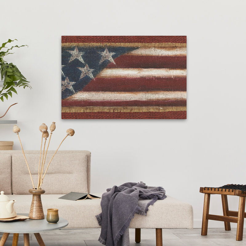Drapeau de la toile de jute - rétro, drapeau américain rétro, toile de jute, art patriotique rustique, H 24 po x l 36 po