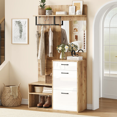Hall Tree 100cm Wide with Bench and Shoe Storage