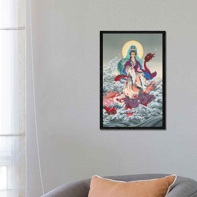 Kwan Yin - Painting on Canvas, Black Framed, 66.04 cm H x 45.72 cm W