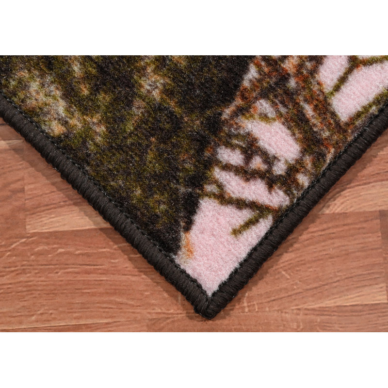 Break-Up Pink Camouflage Tufted Synthetic 6' x 9' Area Rug