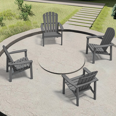 Set of 4 Stackable Adirondack Chairs – HDPE Outdoor Patio Seating, All-Weather Durable Design with Space-Saving Storage and Comfort Backrest