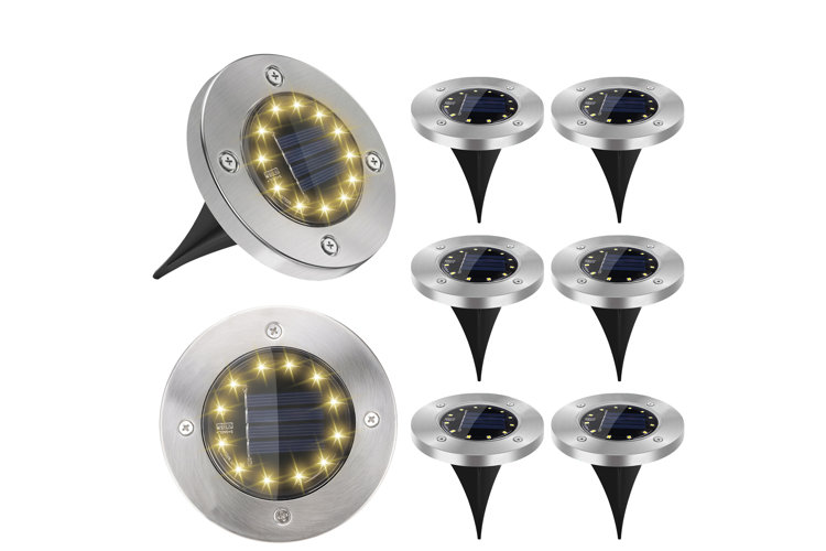 White Solar Powered Integrated LED Well Light Pack (Set of 8)