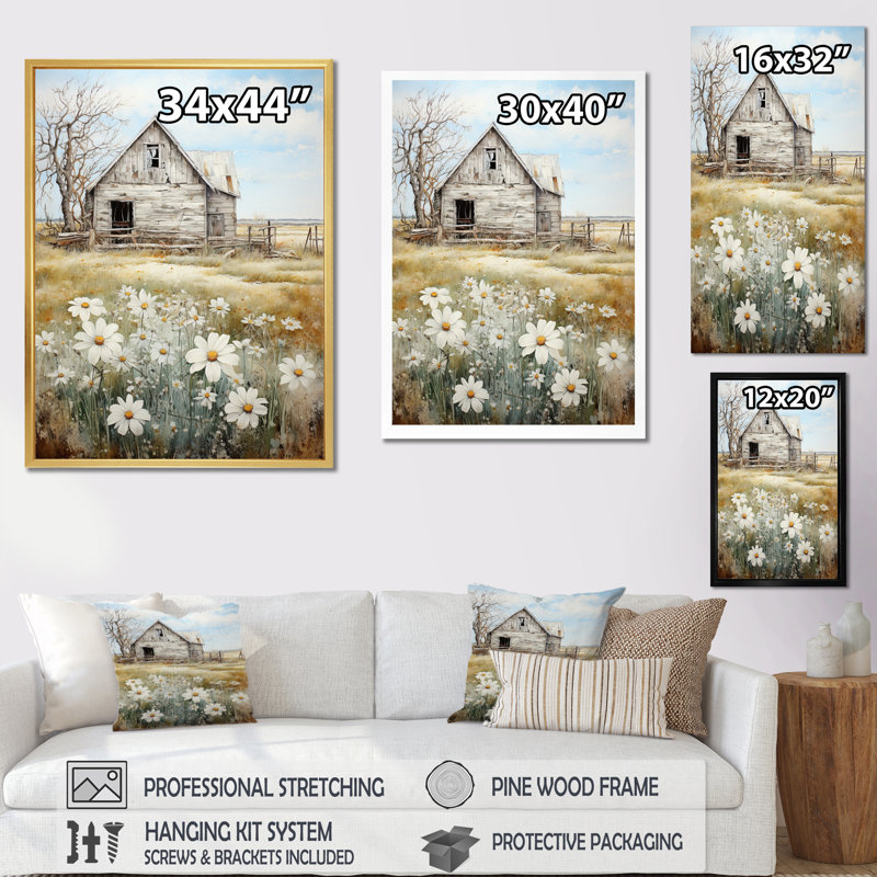 Aycen Farmhouse Quiet Retreat II - Art encadré à la ferme, Cadre flottant blanc, H 32 po x l 24 po x P 1 po