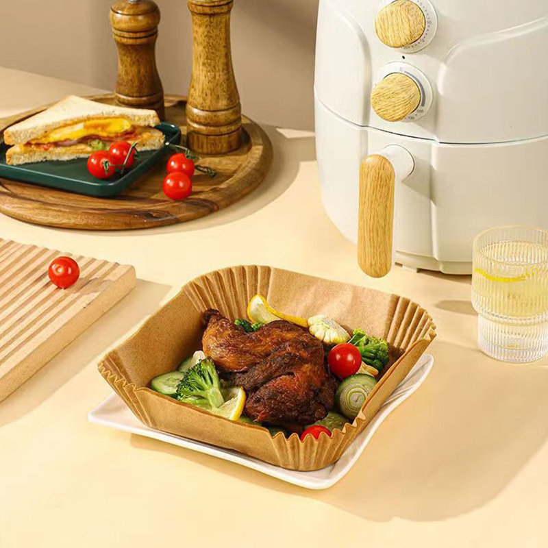100 Pcs Square Air Fryer Paper Liners, 1.77" H x 6.3" W x 6.3" D