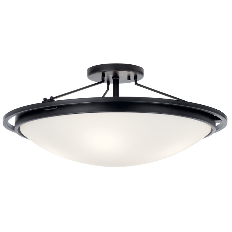 Glass Semi Flush Mount, Black
