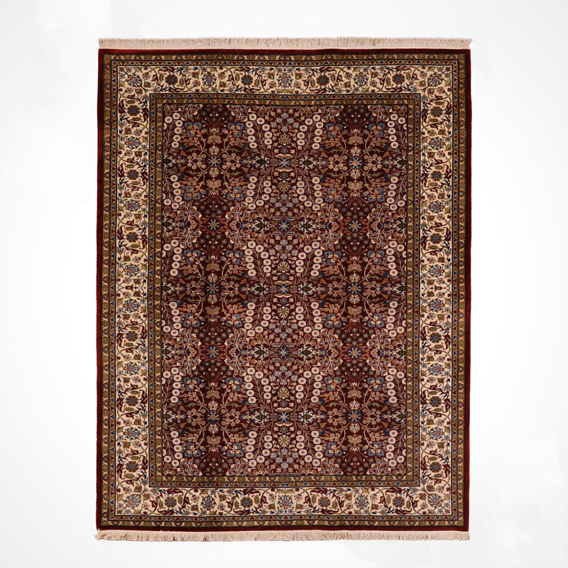 Tapis en laine et coton rouge noué à la main Original