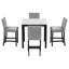Ensemble de table de salle à manger 5 pièces à hauteur de comptoir avec une table de salle à manger en faux marbre et quatre chaises rembourrées en velours-948192675