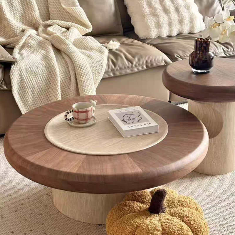 Table basse 35,4 po, H 12,6 po x L 35,4 po x l 35,4 po, Brun / Beige