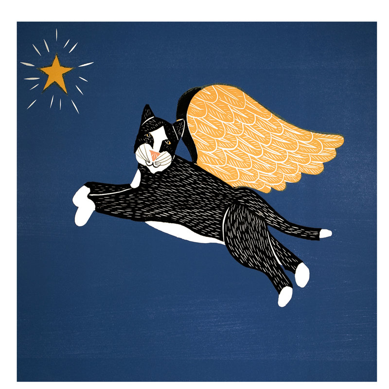 Angel Cat 1 Piece Painting on Canvas, 66.04 cm H x 66.04 cm W x 3.175 cm D