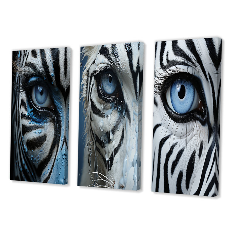 Striking Zebra Patterns - 3 pièces, Toile tendue, H 20 po x l 36 po