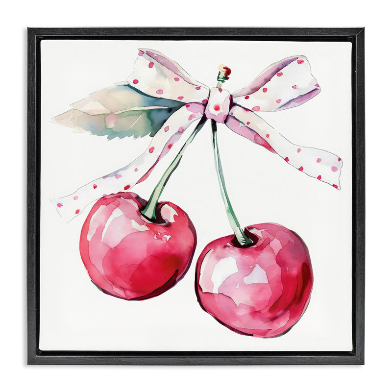 Cadre flottant cerises fantaisistes avec ruban à pois, design by Creative Studio, H 18 po x l 18 po