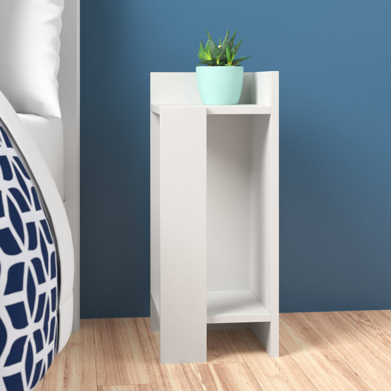 Table de chevet blanche moderne (2 pièces), 9,8 x 23,6 x 10,6 pouces | 100% panneau de particules enduit de mélamine, épaisseur: 0,7 pouce | Conception élégante avec tablette de 15,7 pouces de hauteur | Idéal pour les solutions de rangement pour chambre à coucher et salon