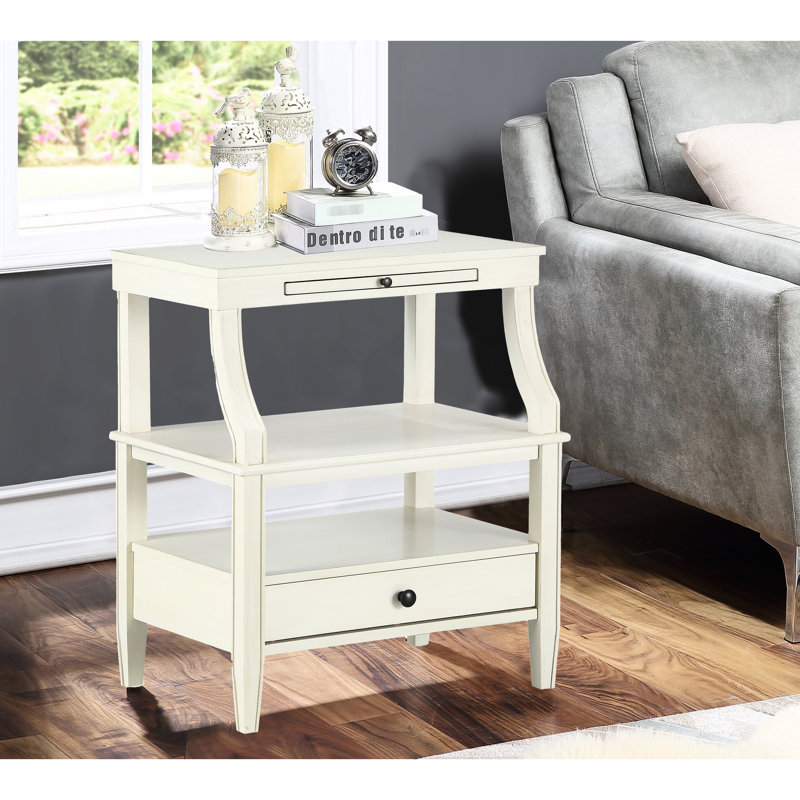 Attrayante table de chevet blanche antique avec rangement fascinant dans la chambre à coucher