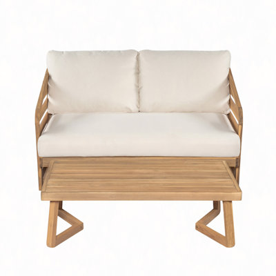 Acacia Wood Loveseat And Coffee Table Set