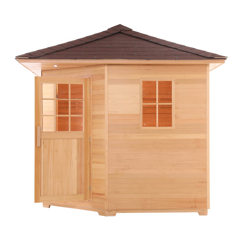 Natural Canadian Hemlock 8-Person Outdoor Sauna with 9 kW Heater