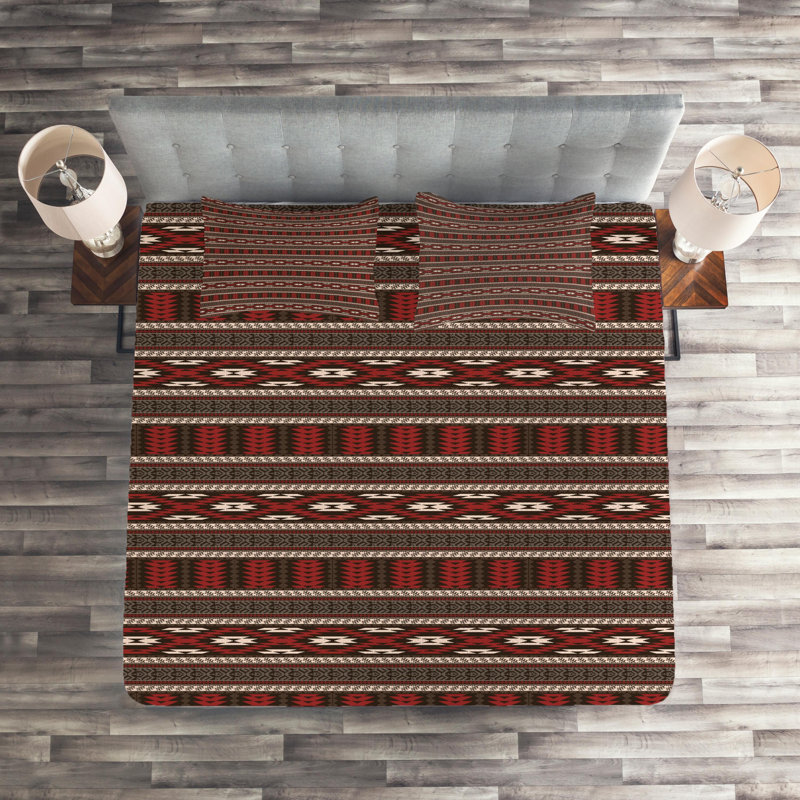 Eclectic Polyester Striped Coverlet, King Bedspread + 2 Shams
