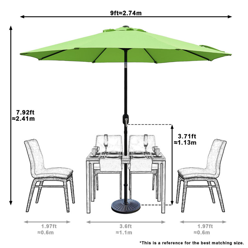 Parasol de marché inclinable Tempo de 2,74 m, Vert citron